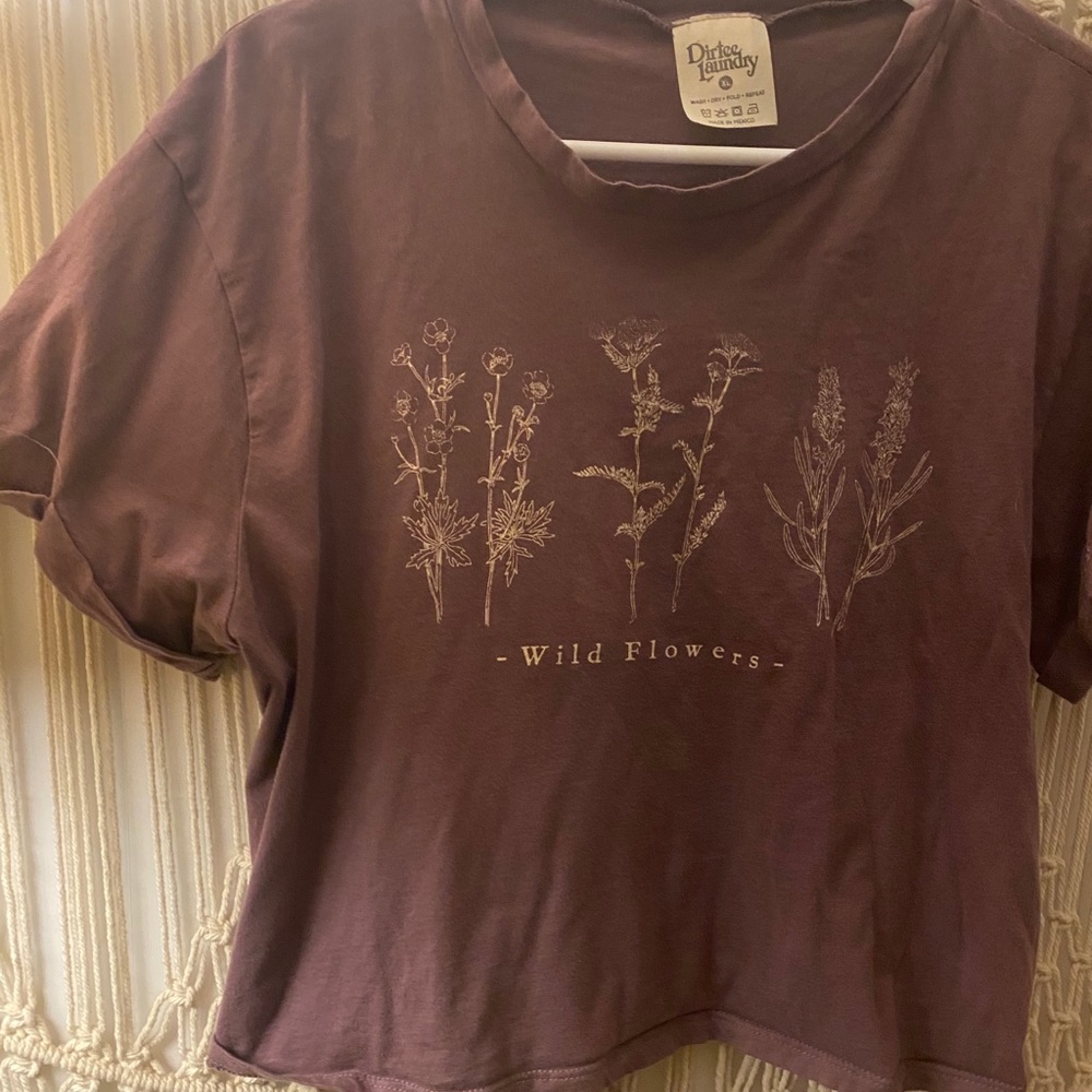Wildflowers Crop Tee Purple Size XL